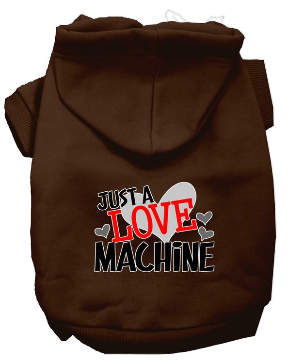 Love Machine Screen Print Dog Hoodie Brown XS